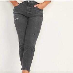 Old Navy High-Waisted O.G. Straight Ripped Black Ankle Jeans Size 12 for Women